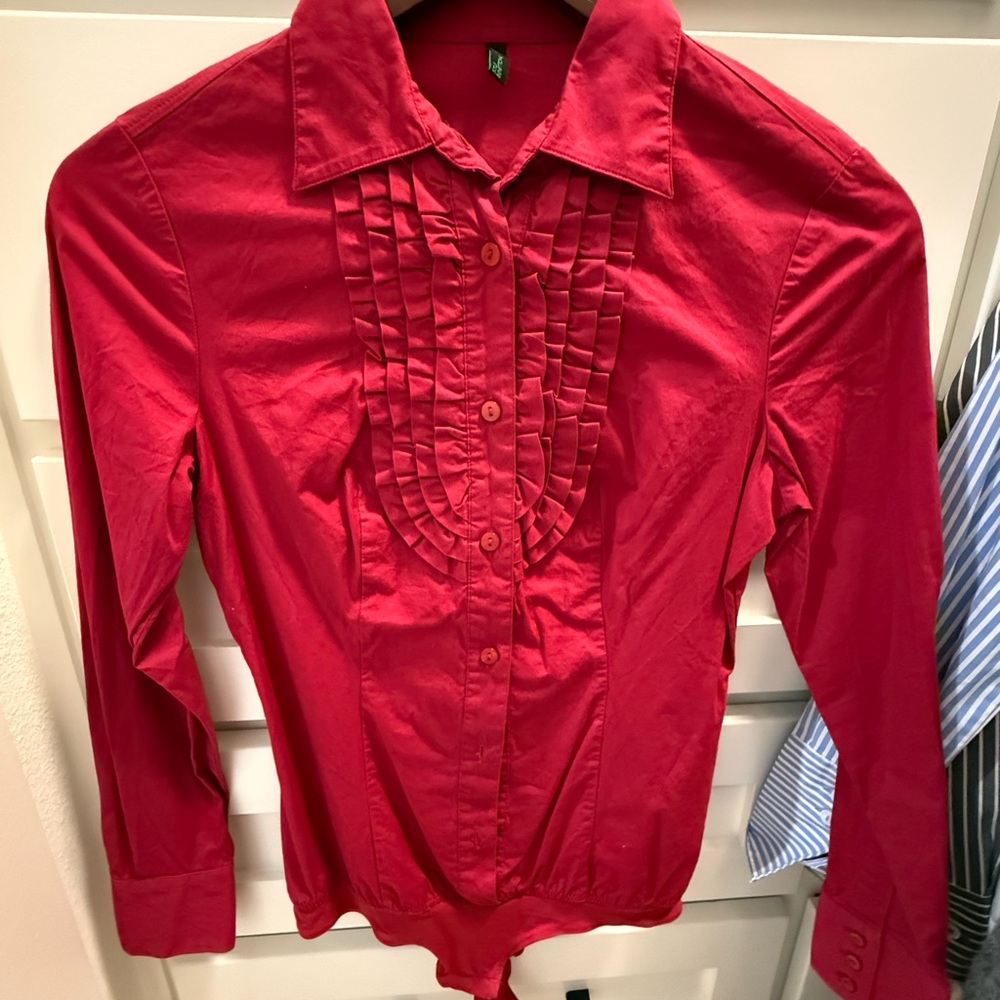 Ralph Lauren Red Button-Up Blouse